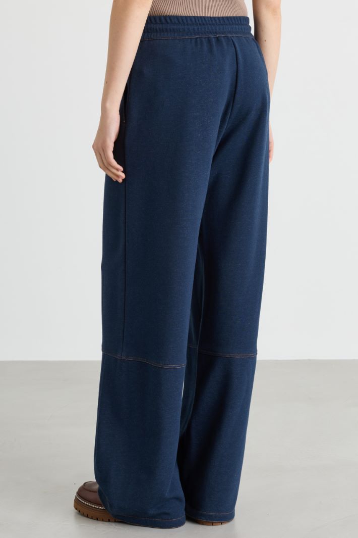 Pantalone jogger in felpa - BLU - Intrend - 4
