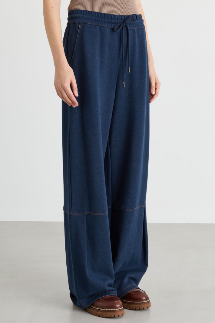 Pantalone jogger in felpa - BLU - Intrend - 2