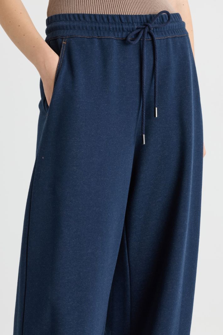 Pantalone jogger in felpa - BLU - Intrend - 3