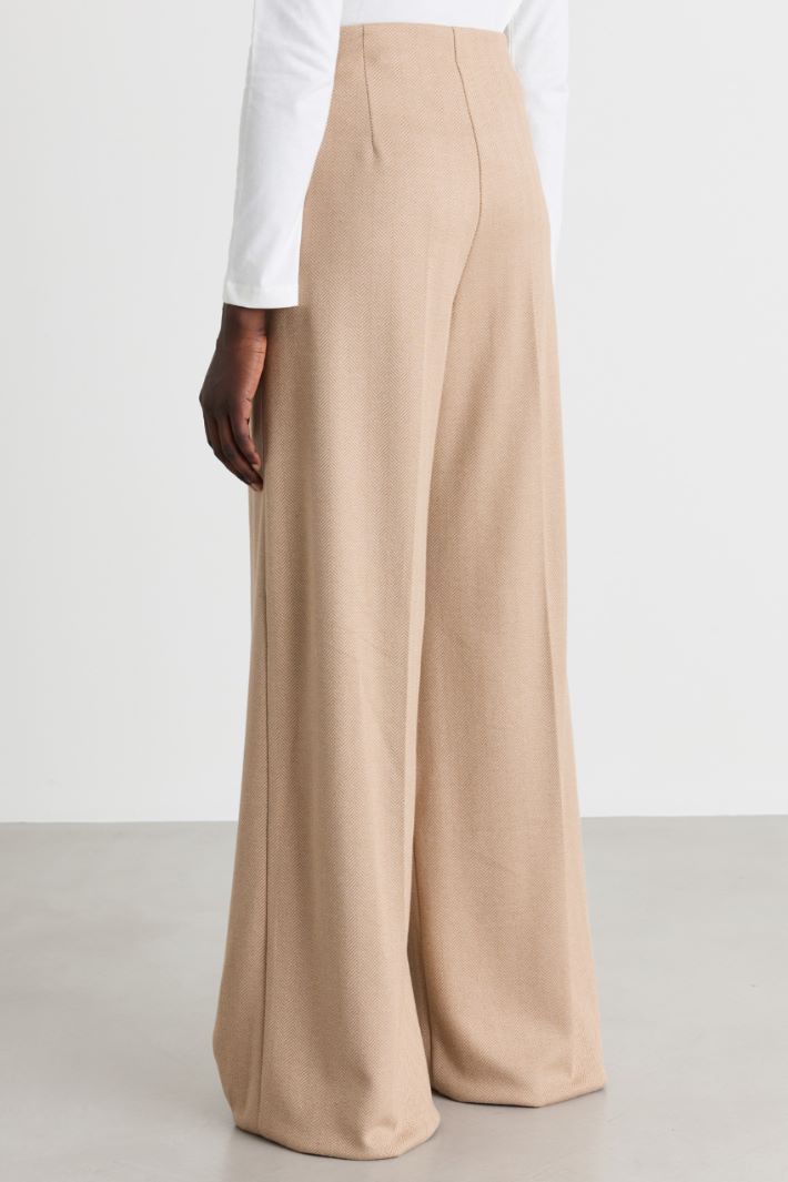 Jacquard palazzo trousers - CAMEL WHITE - Intrend - 4