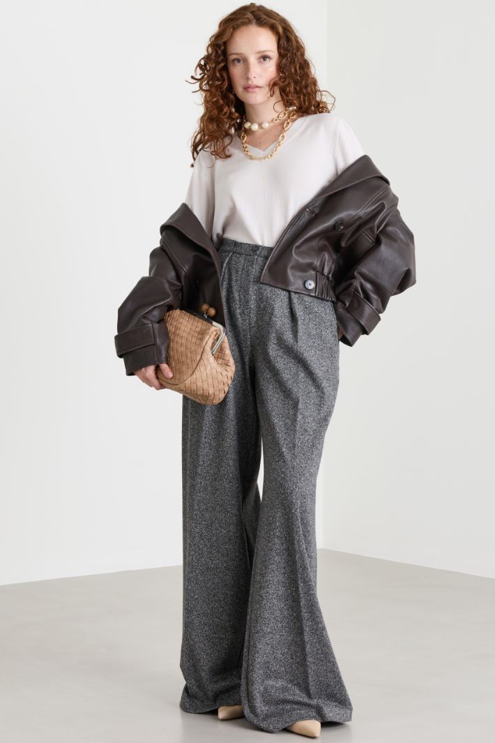 Jacquard palazzo trousers - GREY - Intrend