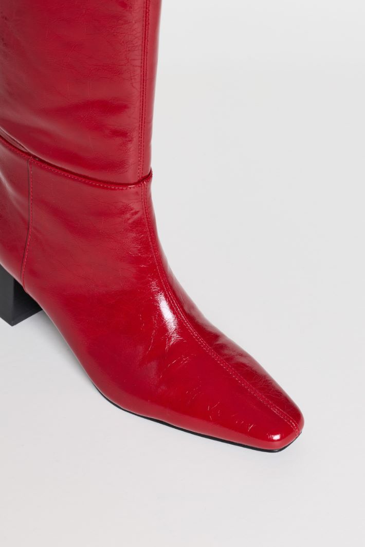 Bottes ajustées à talon bloc - ROUGE - Intrend - 4