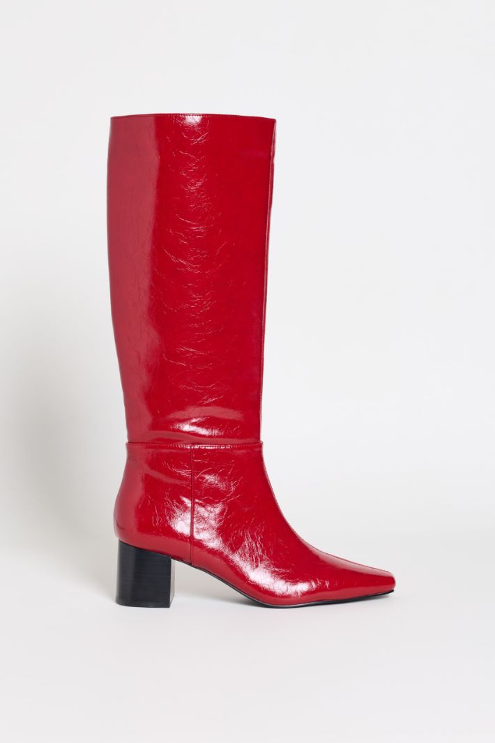 Bottes ajustées à talon bloc - ROUGE - Intrend