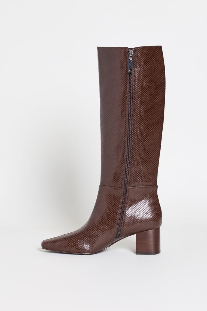 Slim block-heeled boots - BROWN - Intrend - 3