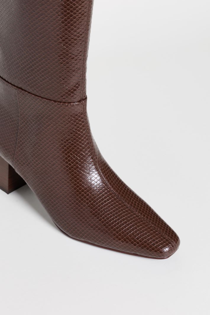 Slim block-heeled boots - BROWN - Intrend - 4