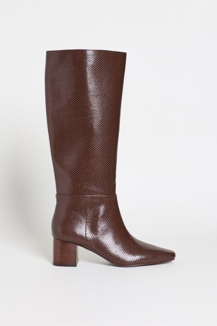 Slim block-heeled boots - BROWN - Intrend