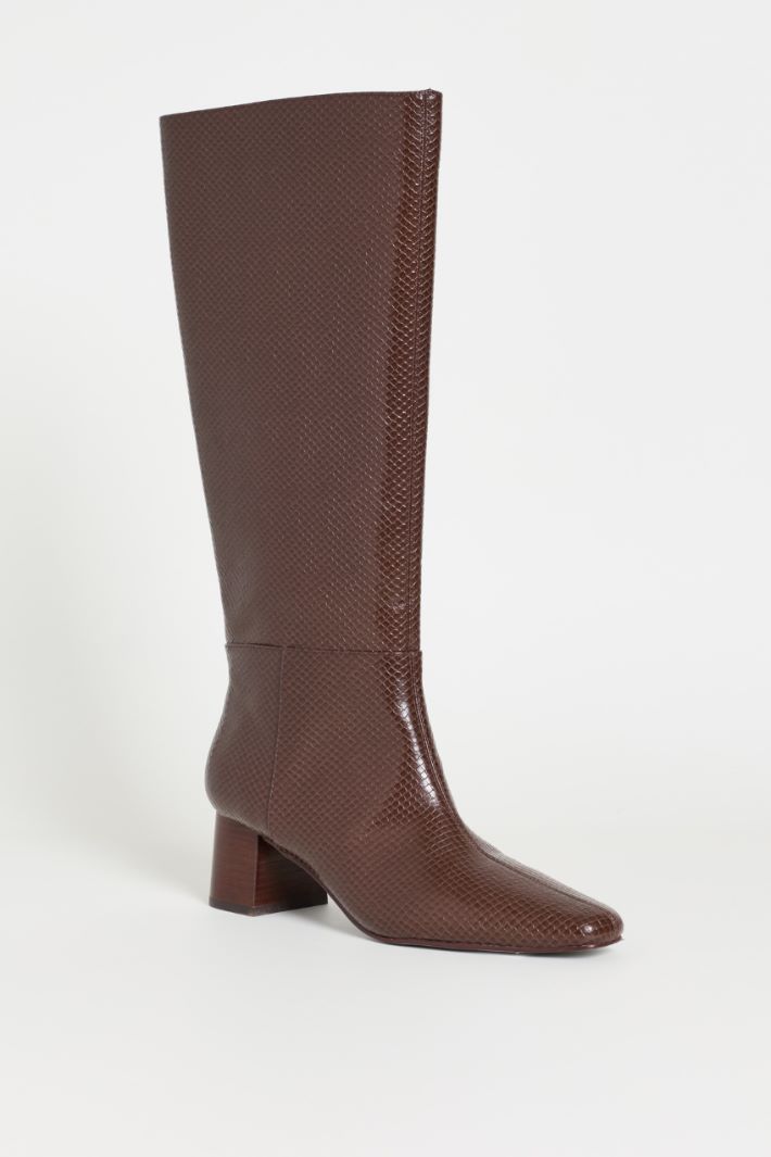 Coated Fabric Boots - BROWN - Intrend - 2