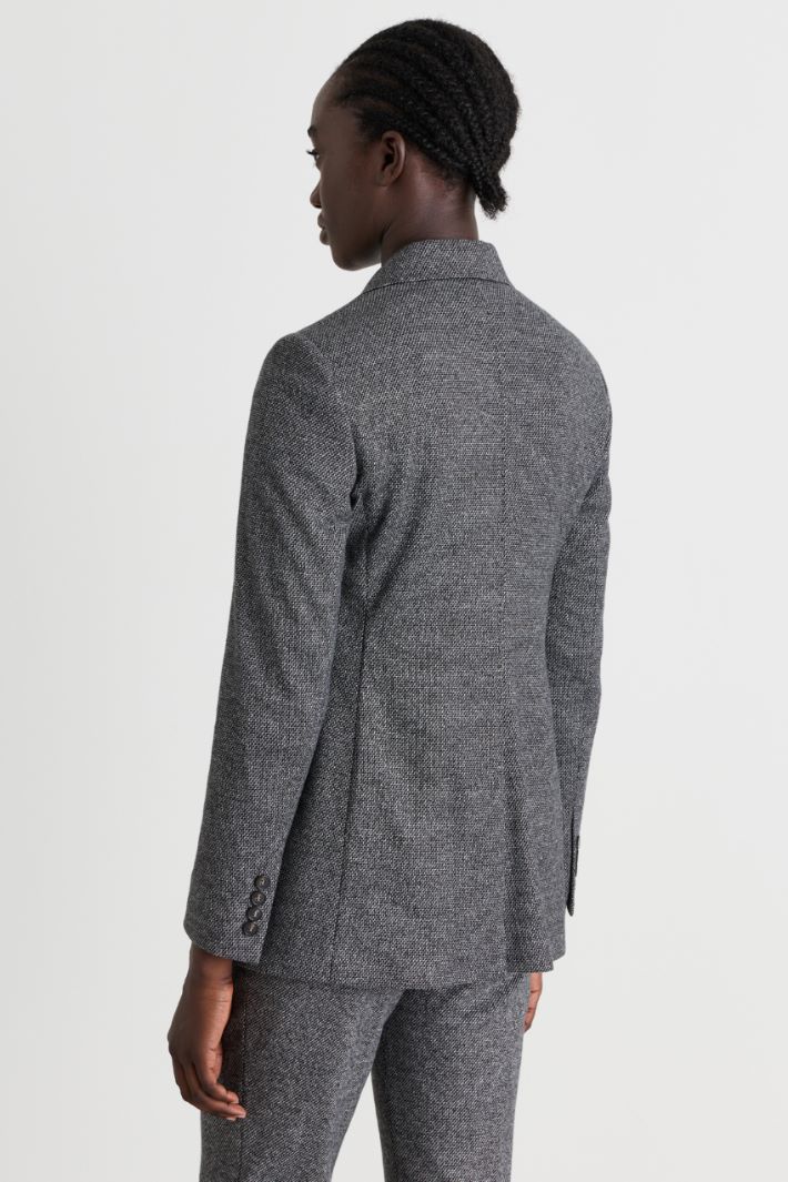 Double-breasted jersey blazer - GREY - Intrend - 4