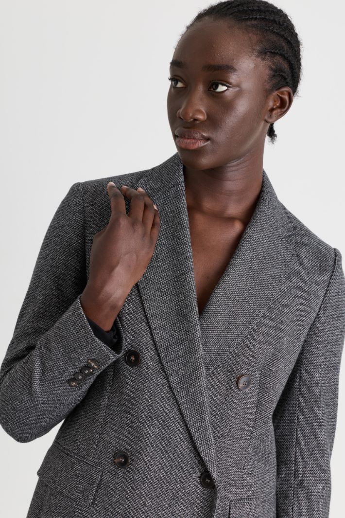 Double-breasted jersey blazer - GREY - Intrend - 3