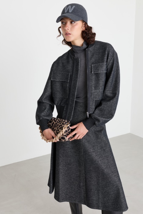 Bomber in jersey di cotone stretch con tasche