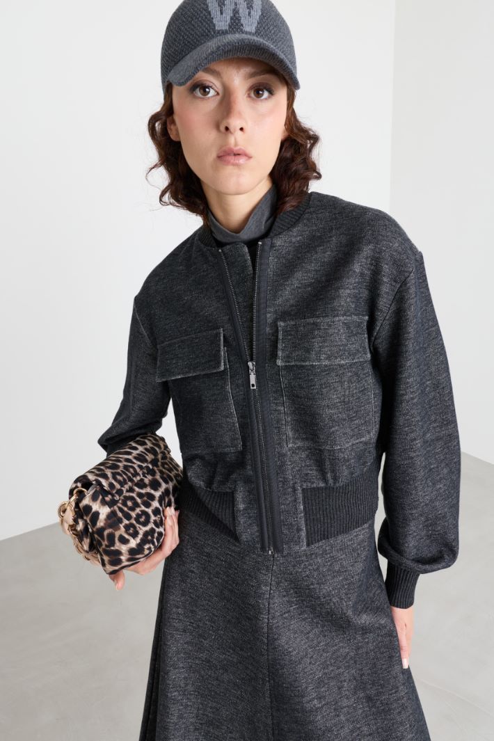 Bomber in jersey con tasche - GRIGIO - Intrend - 3
