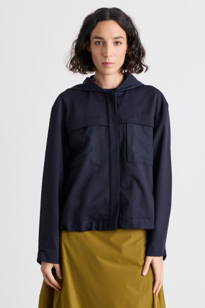Giacca hoodie con inserti - BLU - Intrend - 2