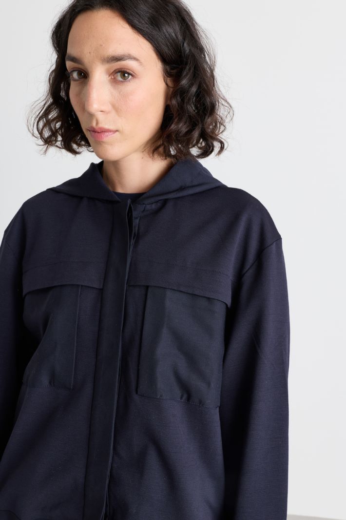 Giacca hoodie con inserti - BLU - Intrend - 3