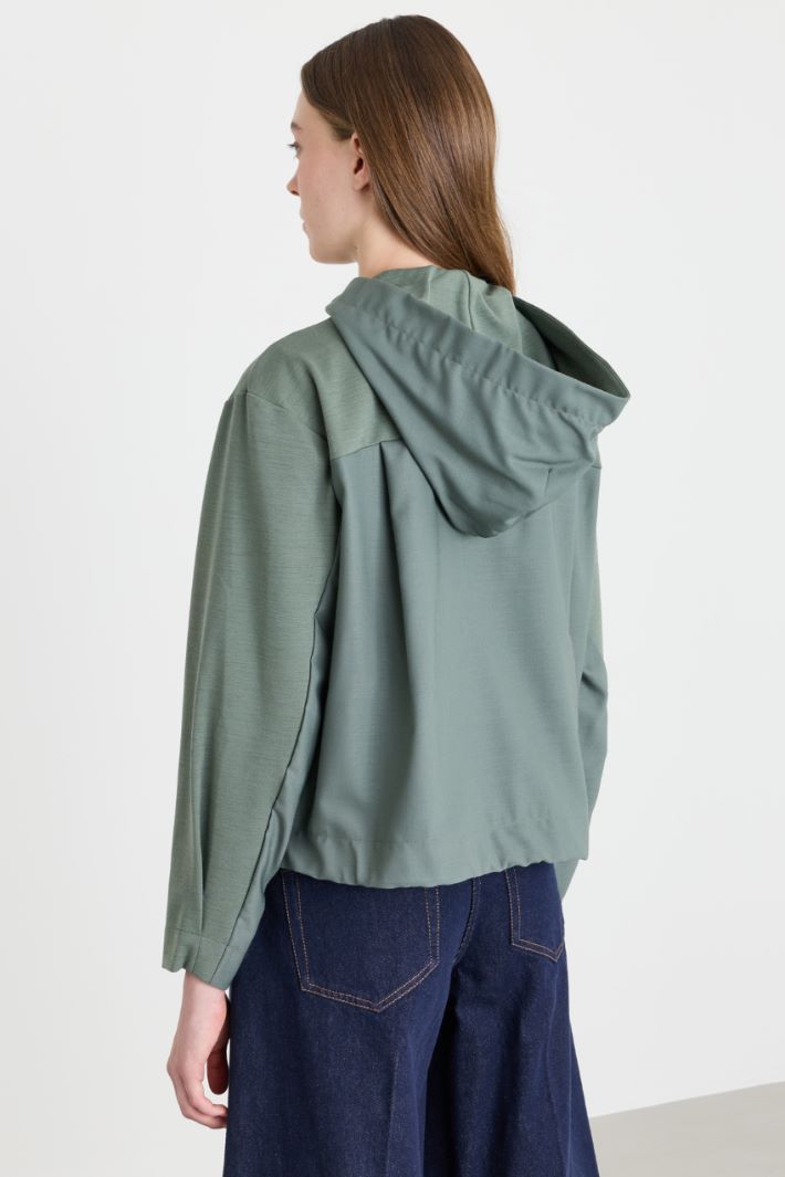 Giacca hoodie con inserti - VERDE - Intrend - 4