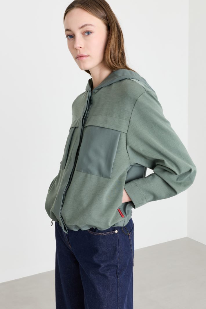 Giacca hoodie con inserti - VERDE - Intrend - 2