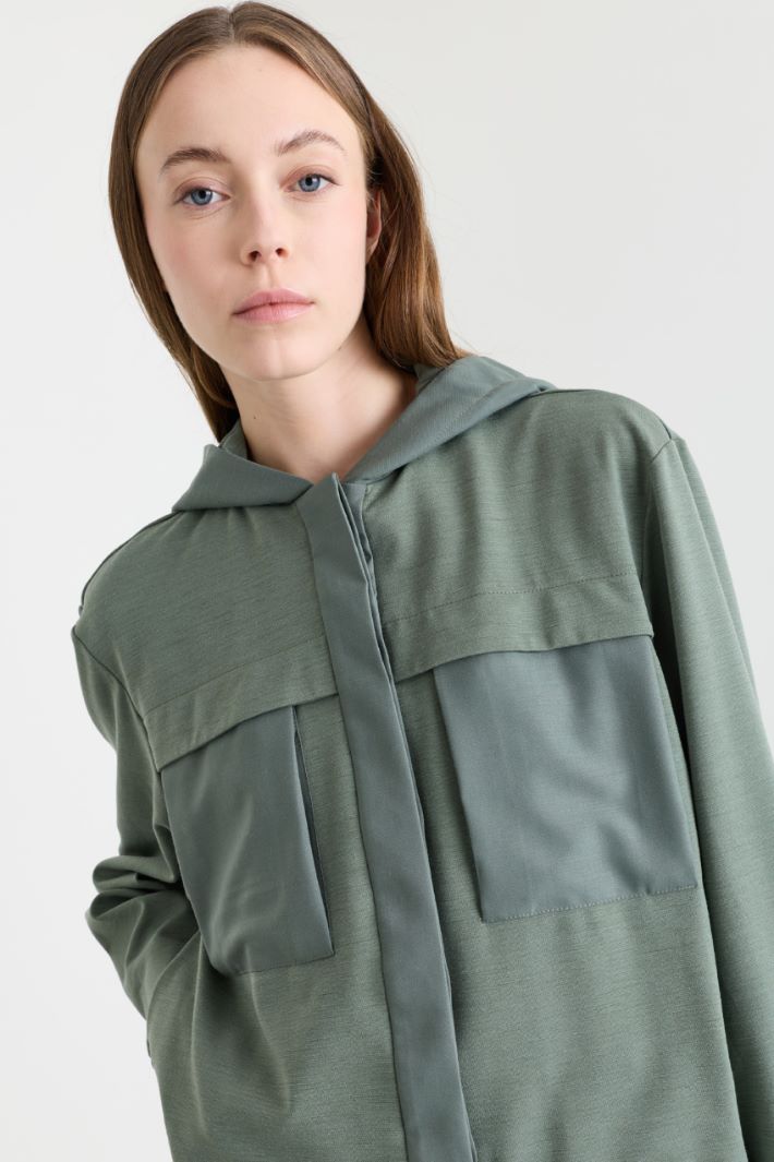 Giacca hoodie con inserti - VERDE - Intrend - 3