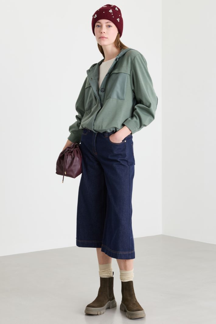 Giacca hoodie con inserti - VERDE - Intrend