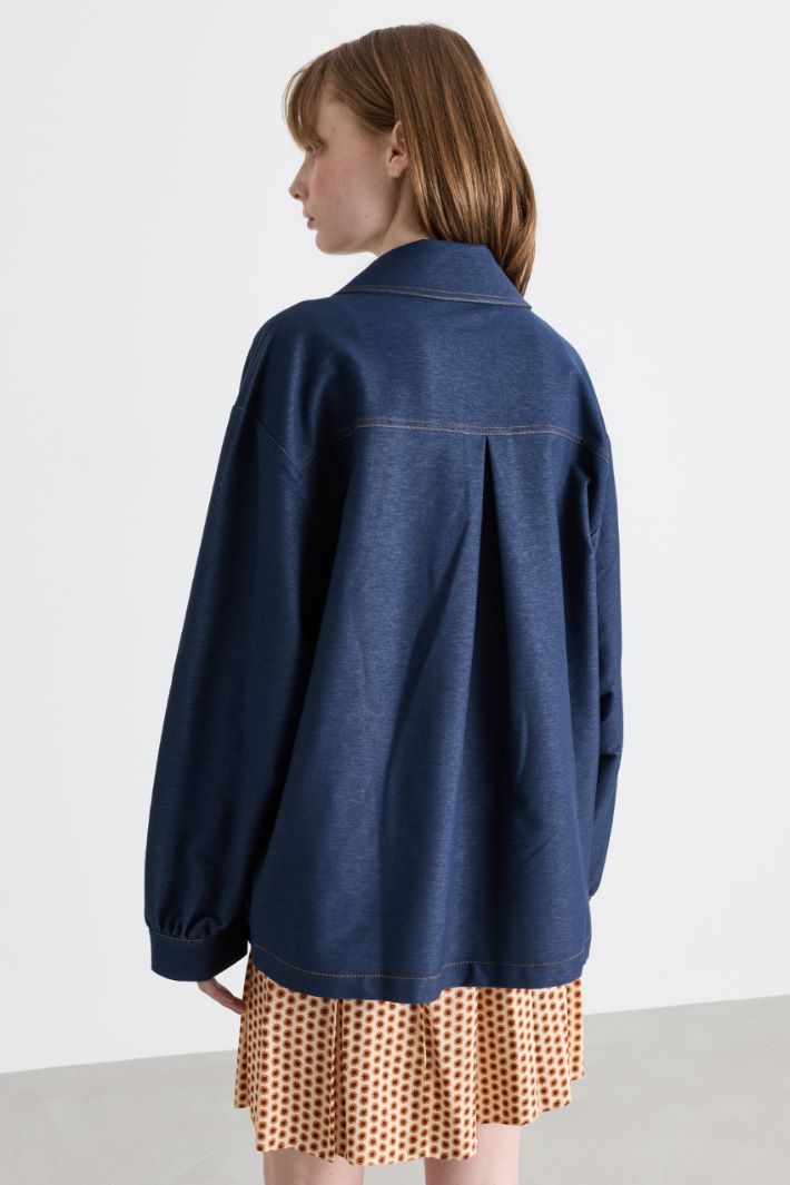 Giacca in jersey effetto jeans - BLU - Intrend - 4