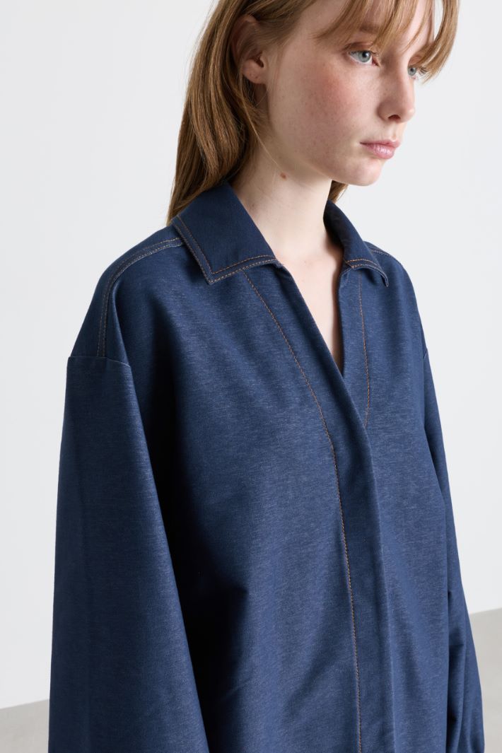 Giacca in jersey effetto jeans - BLU - Intrend - 3