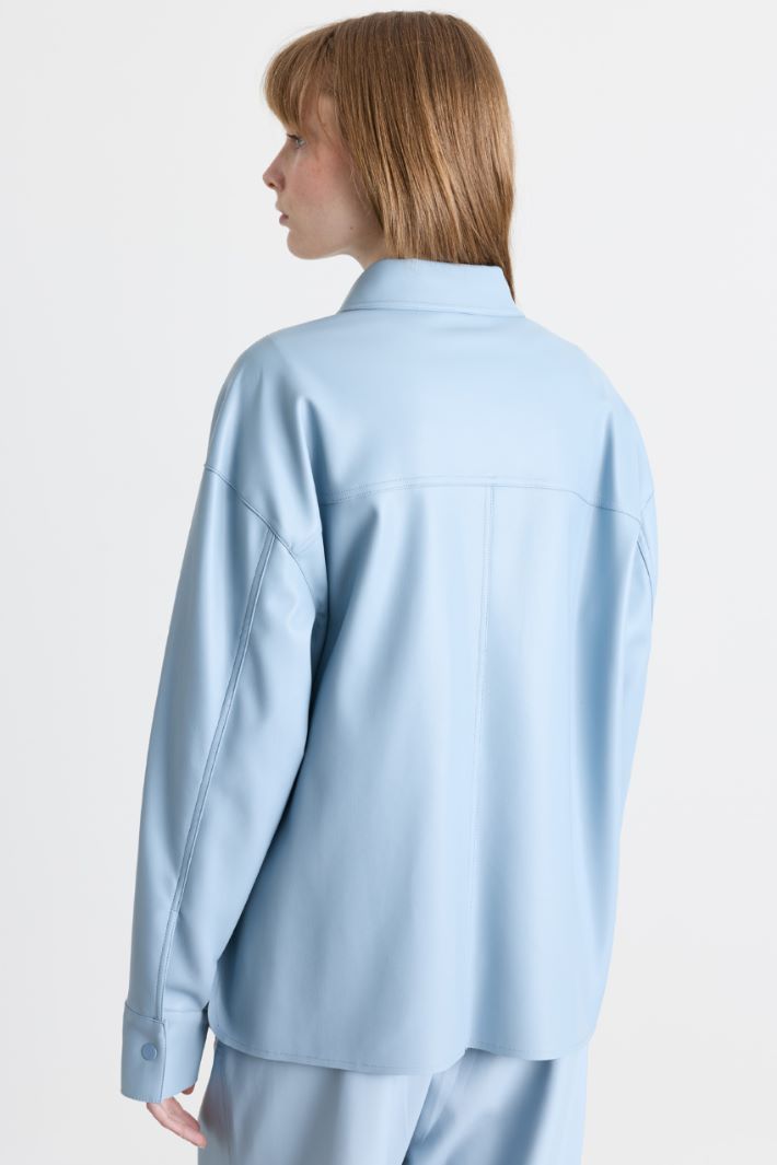 Giacca camicia in jersey spalmato - AZZURRO - Intrend - 4