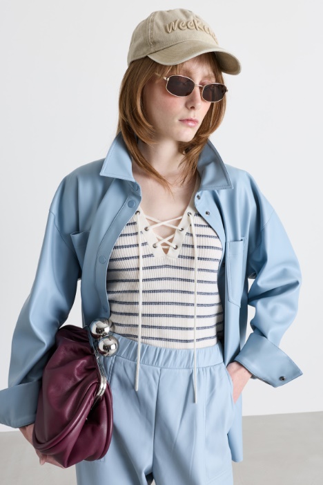 Giacca camicia in jersey spalmato - Intrend