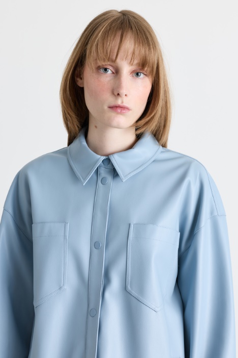 Giacca camicia in jersey spalmato