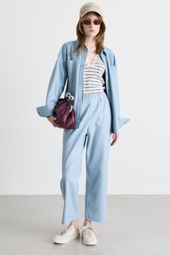 Giacca camicia in jersey spalmato - AZZURRO - Intrend