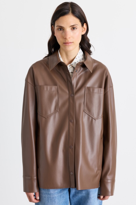 Giacca camicia in jersey spalmato - Intrend