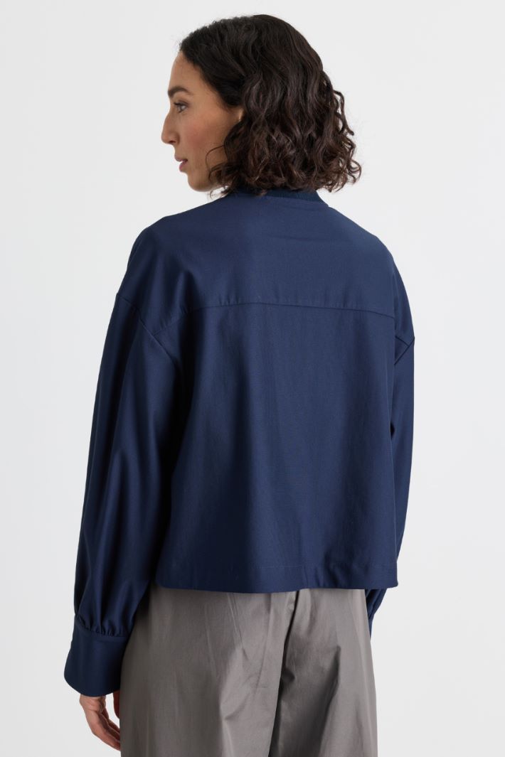 Bomber corto in jersey - BLU - Intrend - 4