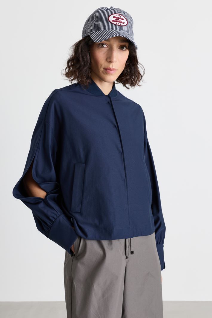 Bomber corto in jersey - BLU - Intrend - 2
