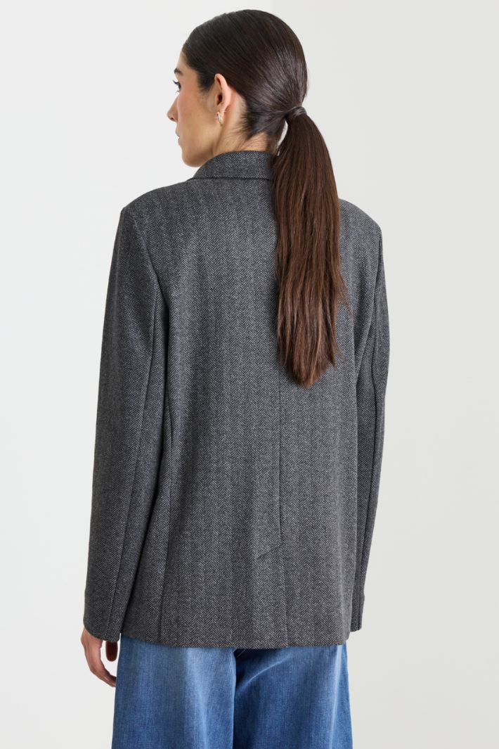 Blazer doppiopetto in jacquard - GRIGIO - Intrend - 4