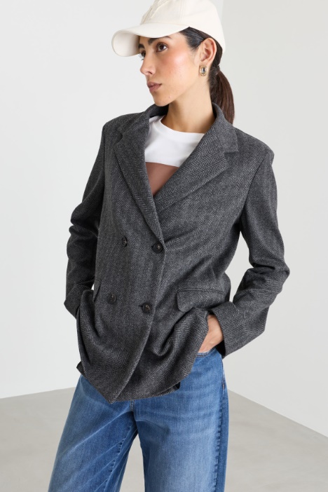 Blazer doppiopetto in jacquard - Intrend