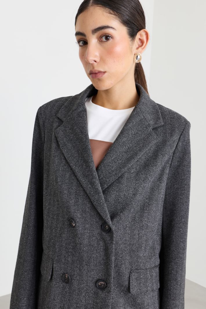 Blazer doppiopetto in jacquard - GRIGIO - Intrend - 3