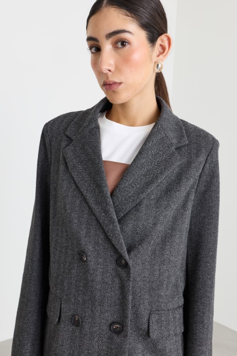 Blazer doppiopetto in jacquard di viscosa stretch