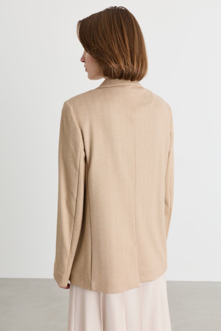 Blazer doppiopetto in jacquard - BEIGE - Intrend - 4