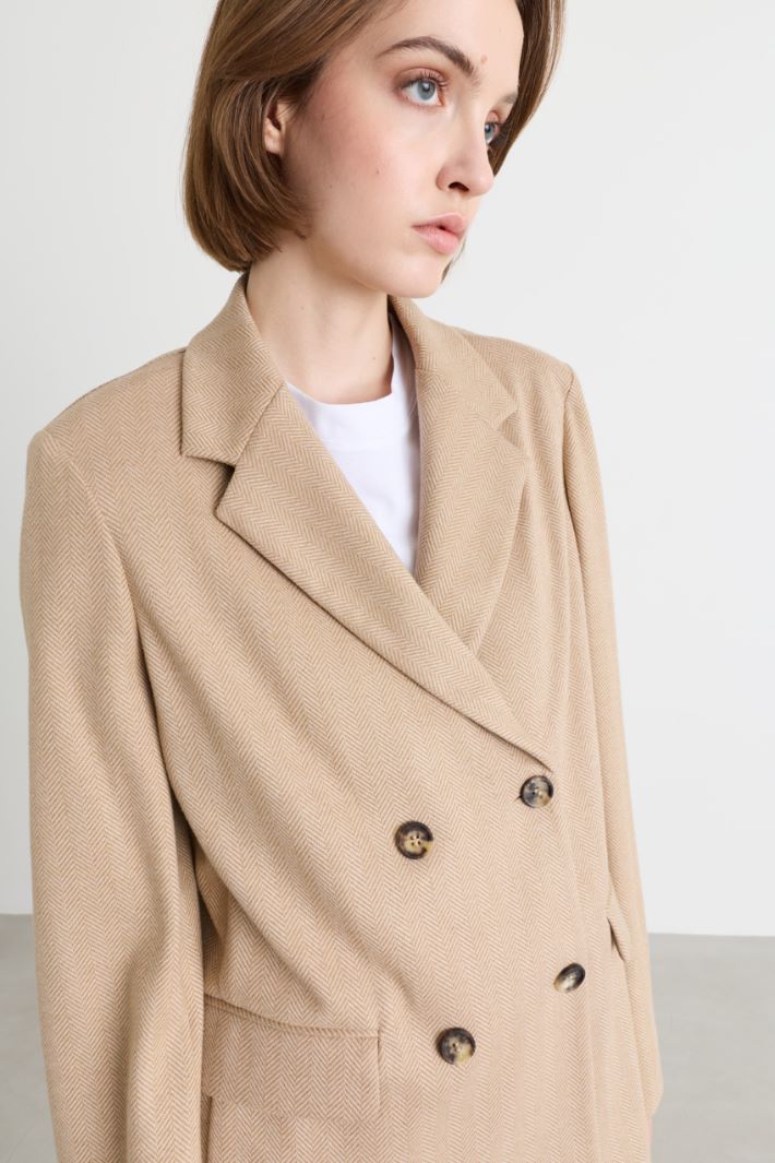 Blazer doppiopetto in jacquard - BEIGE - Intrend - 3