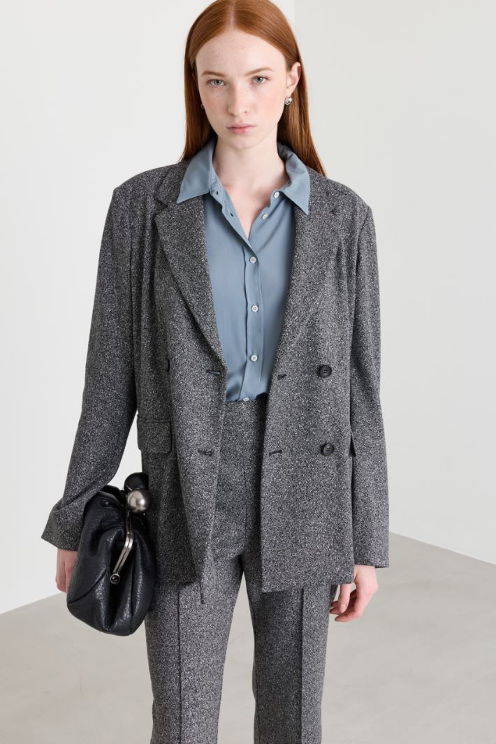 Blazer doppiopetto in jacquard - GRIGIO NERO - Intrend - 2