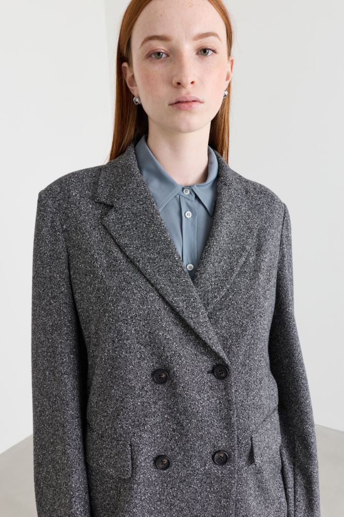 Blazer doppiopetto in jacquard - GRIGIO NERO - Intrend - 3