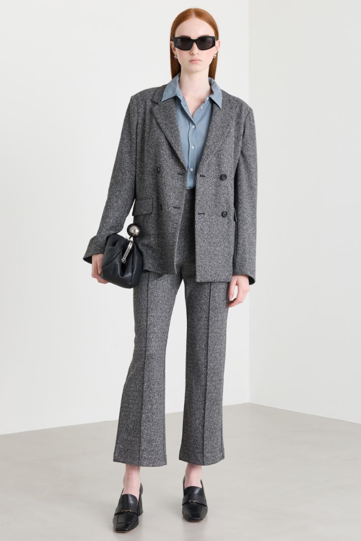 Blazer doppiopetto in jacquard - GRIGIO NERO - Intrend