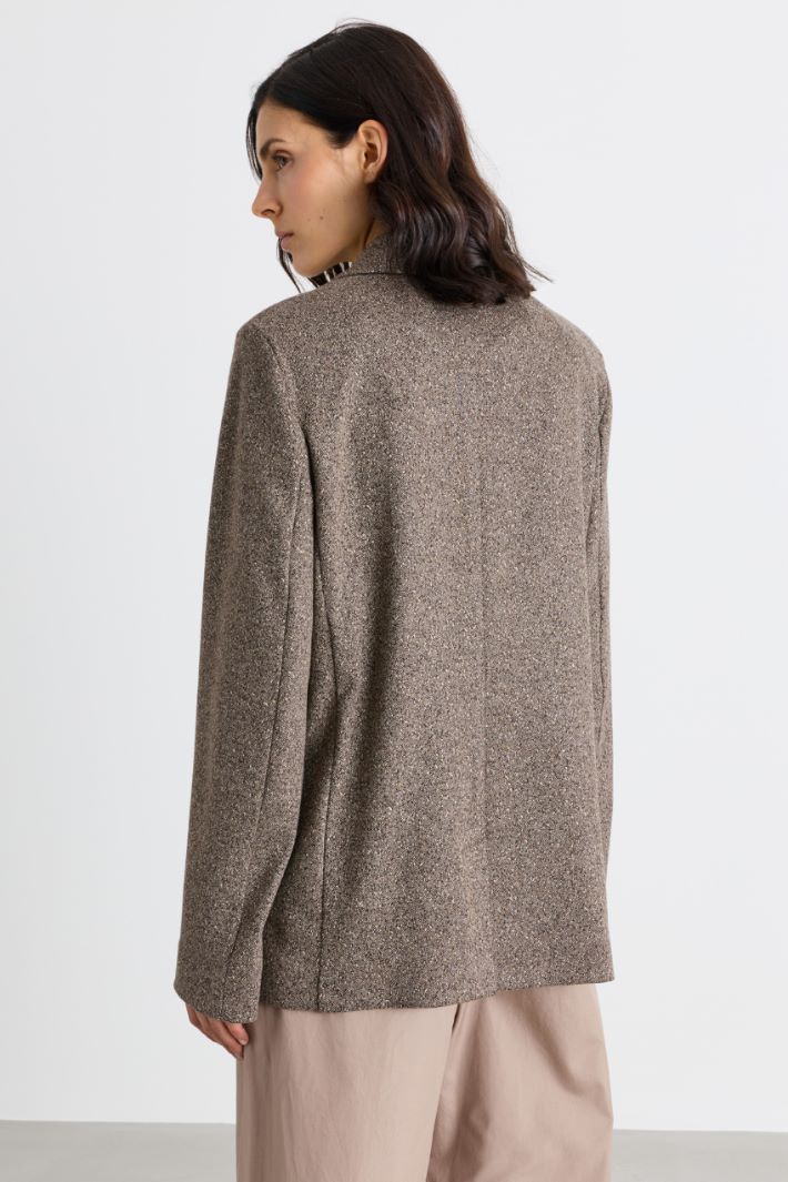 Blazer doppiopetto in jacquard - MARRONE - Intrend - 4