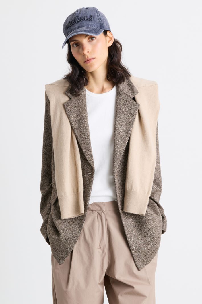 Blazer doppiopetto in jacquard - MARRONE - Intrend - 2