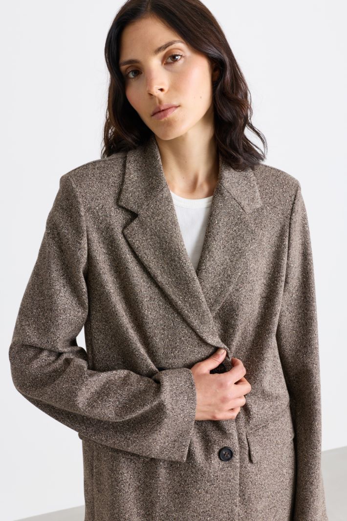 Blazer doppiopetto in jacquard - MARRONE - Intrend - 3