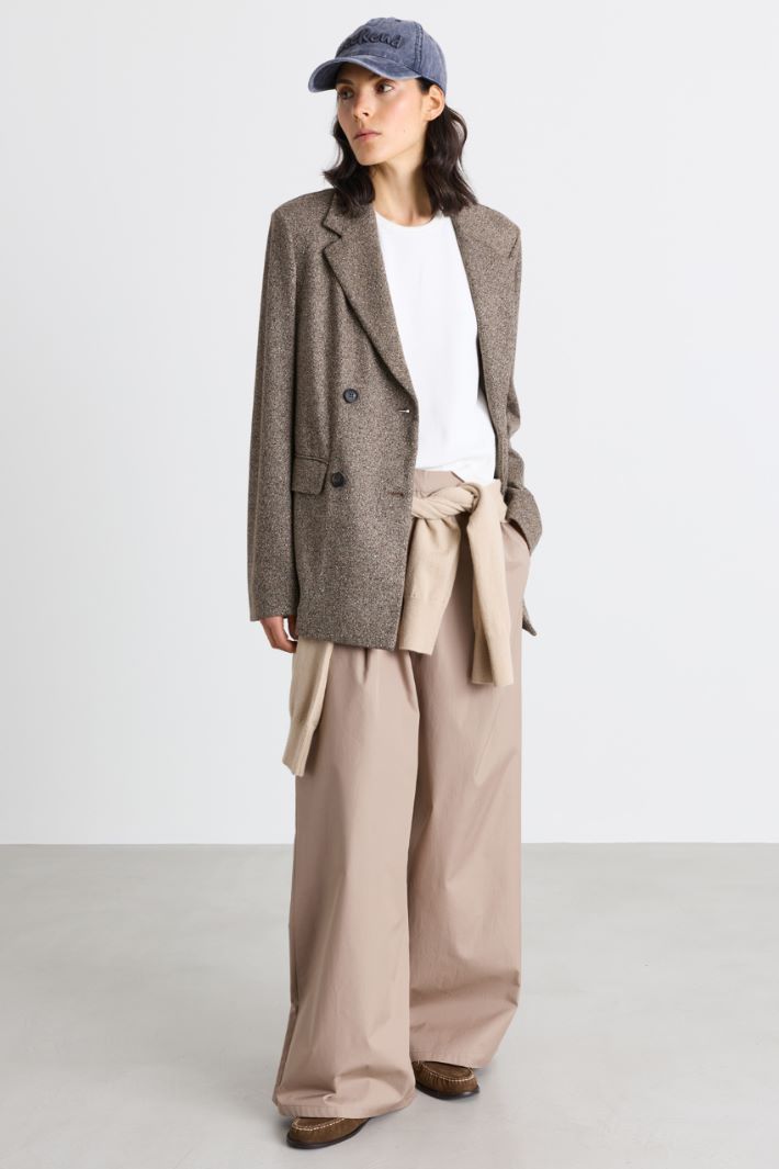Blazer doppiopetto in jacquard - MARRONE - Intrend
