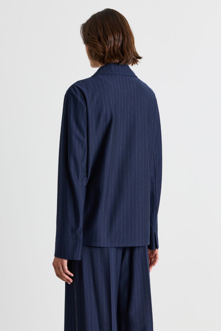 Blazer in jersey gessato - BLU - Intrend - 4