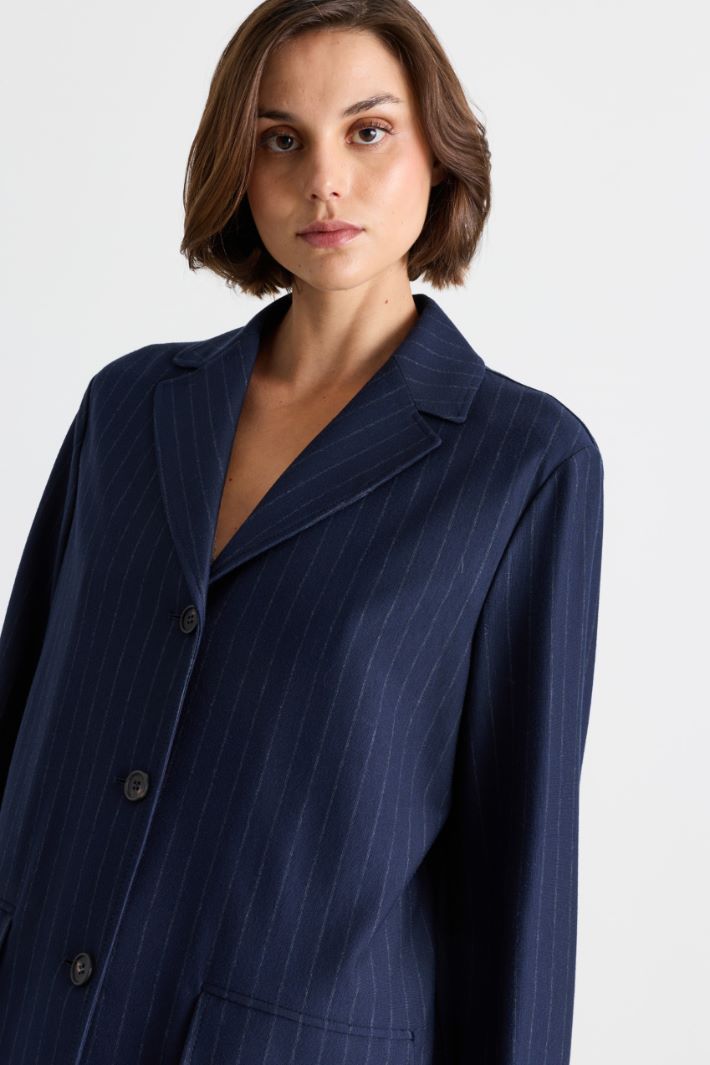 Blazer in jersey gessato - BLU - Intrend - 3