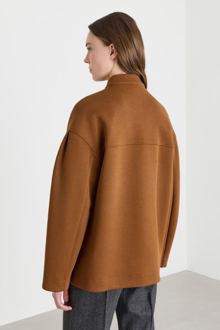 Zip-through Jersey Jacket - BROWN - Intrend - 4