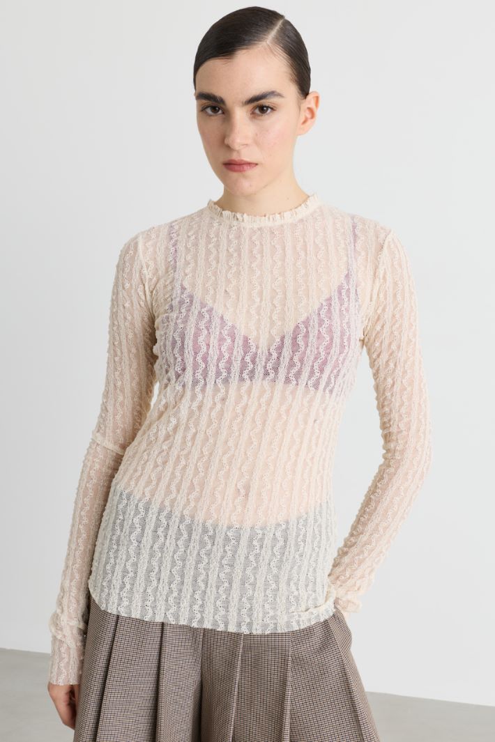 Top in jersey pizzo - BIANCO - Intrend - 2
