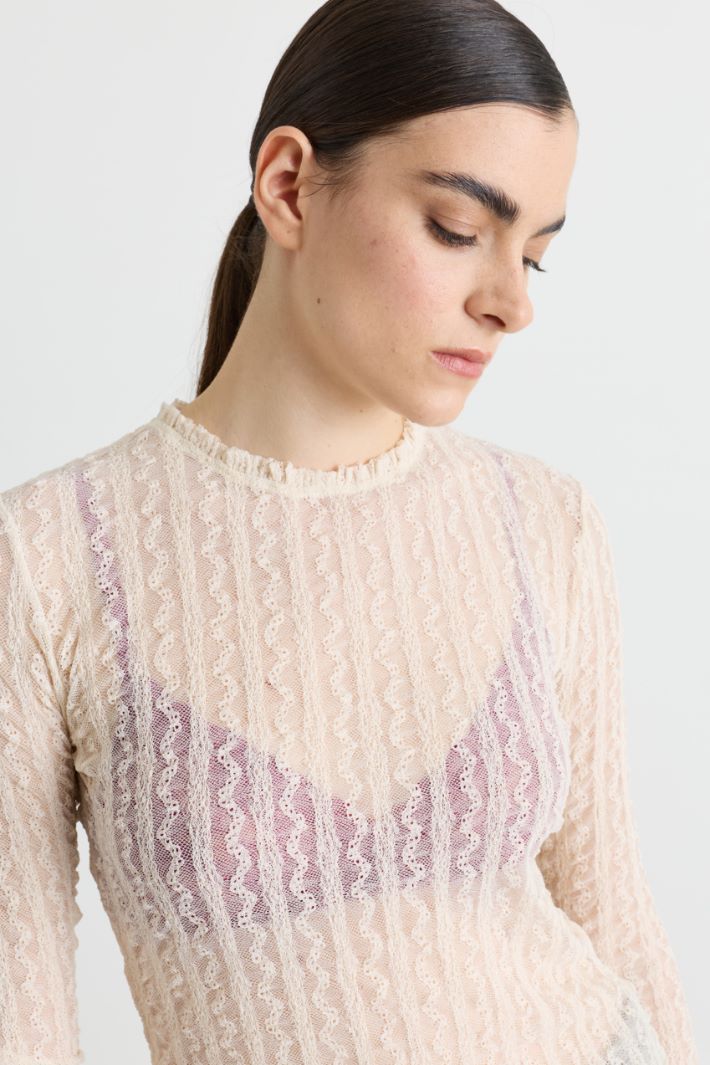 Top in jersey pizzo - BIANCO - Intrend - 3