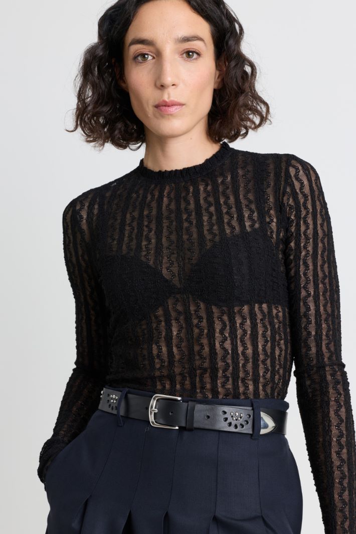 Top in jersey pizzo - NERO - Intrend - 2