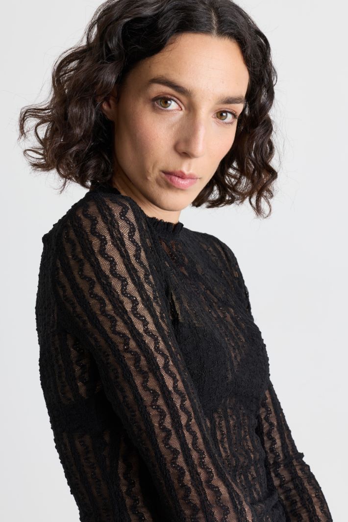 Top in jersey pizzo - NERO - Intrend - 3